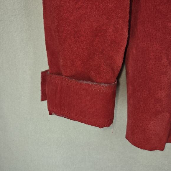 Vtg Nygard Collection Leather Shirt Jacket 16 Petite Womens Red Button Up - Picture 12 of 15